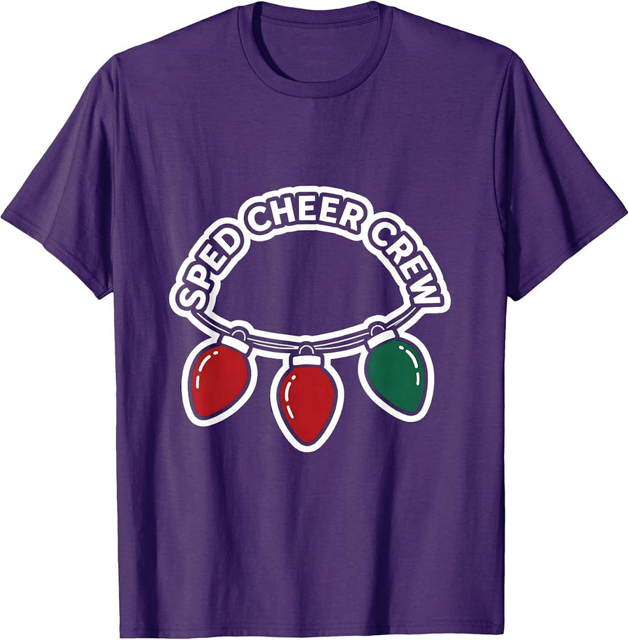 Men's SPED Cheer Crew Holiday Special Education Teacher Christmas T-Shirt - Purple