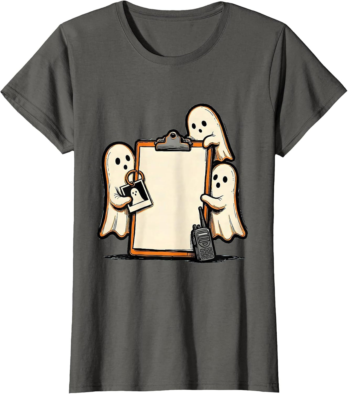 Women's Friendly Ghost Clipboard Para Normal Activities SpEd Teacher T-Shirt - Asphalt Grey
