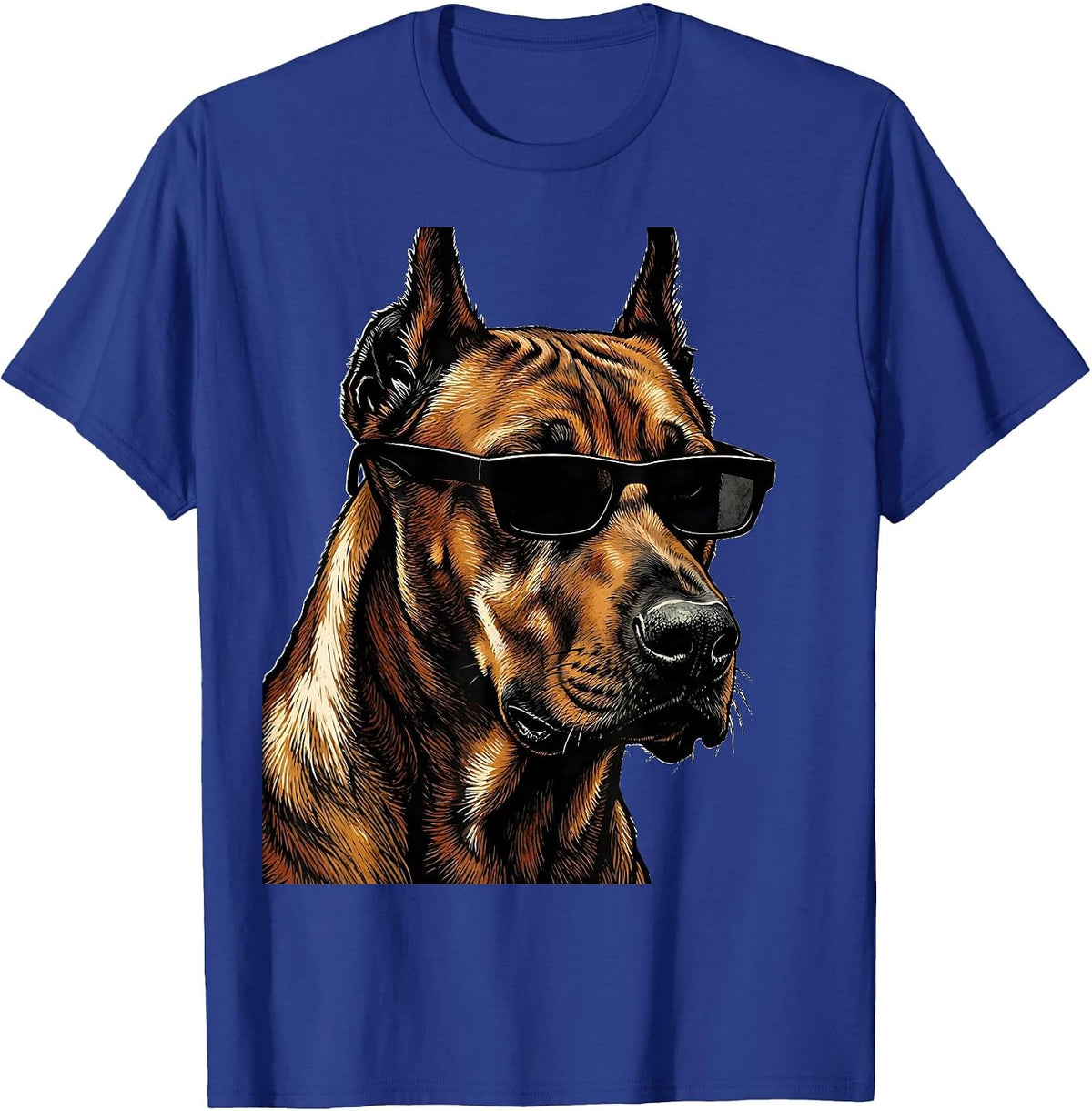 Rhodesian Ridgeback Sunglasses Linocut Dog Lover Humor T-Shirt - Royal Blue