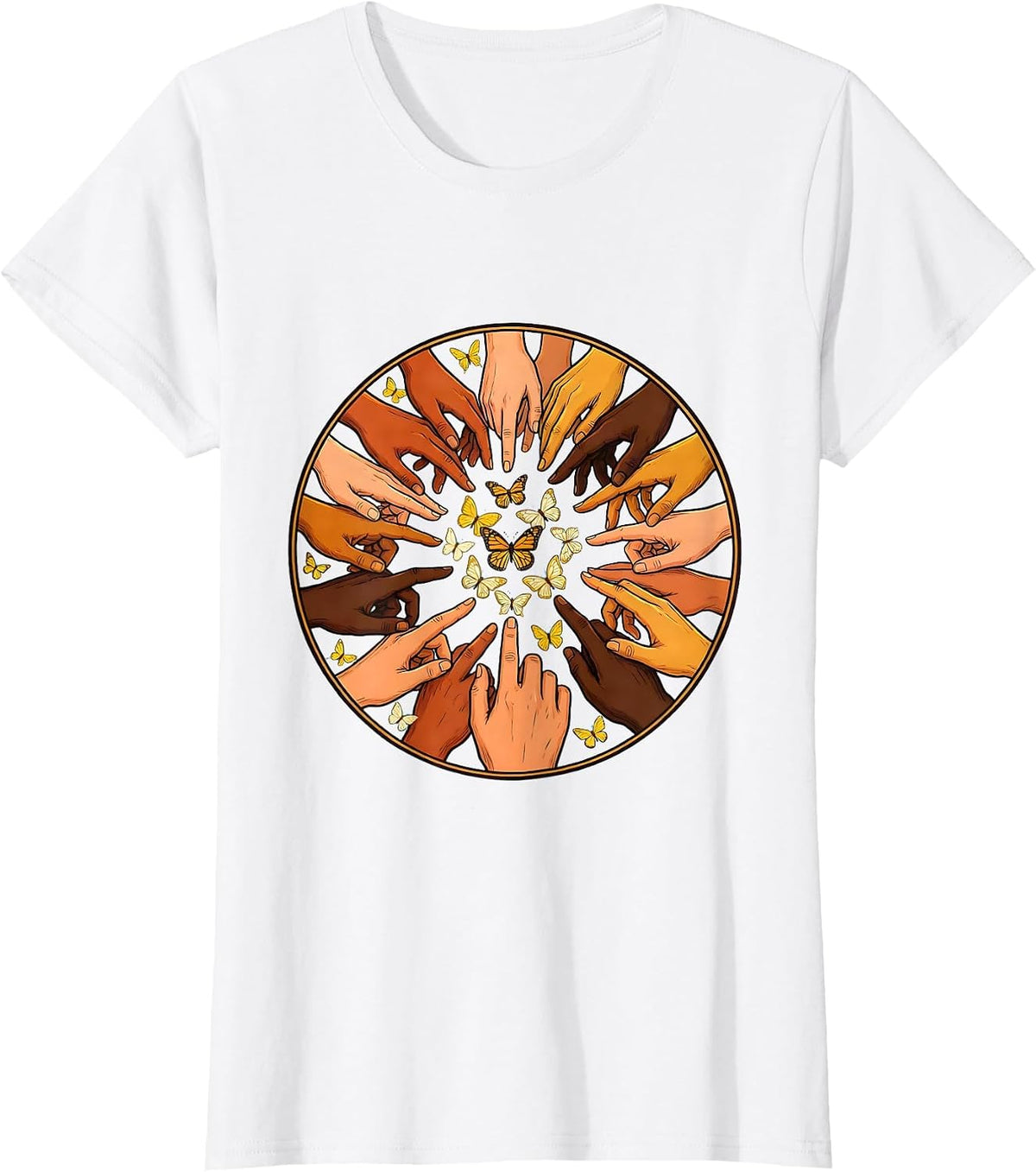 Women's Down Syndrome Awareness Diverse Hands Circle T-Shirt - White