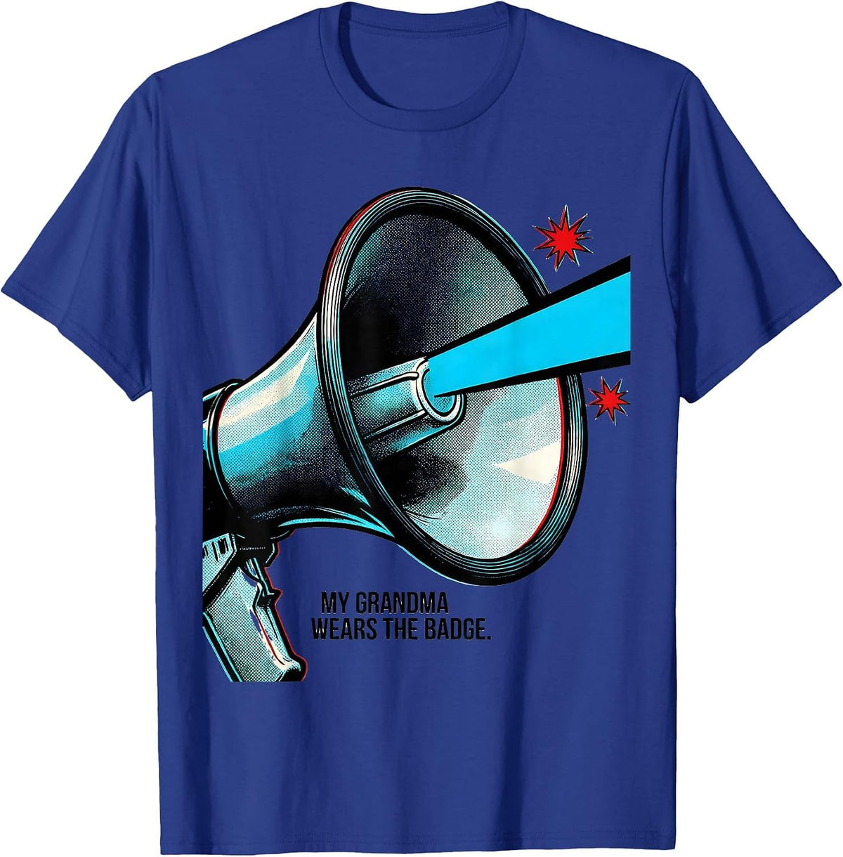 Men's My Grandma Wears The Badge Pop Art Thin Blue Line Police T-Shirt - Royal Blue