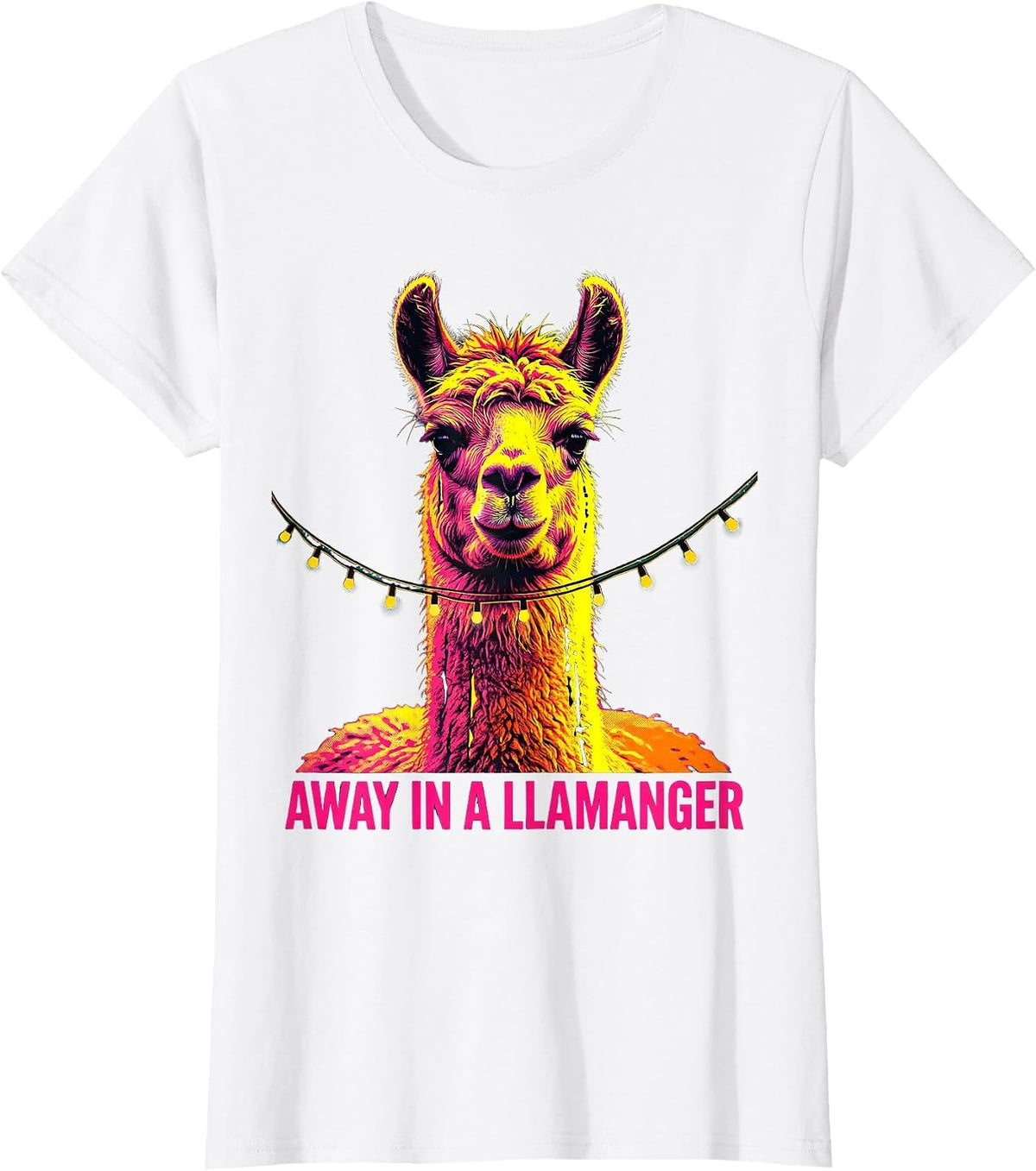 Women's Away In A Llamanger Funny Llama Christmas Animal Lover T-Shirt - White