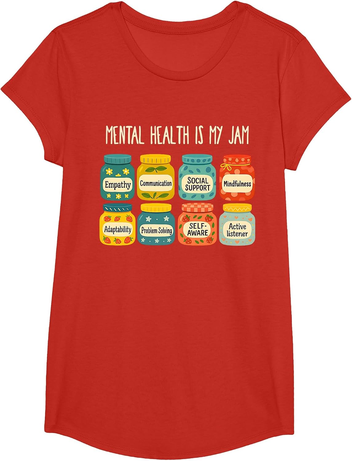 Mental Health is My Jam T-Shirt - Girls Red