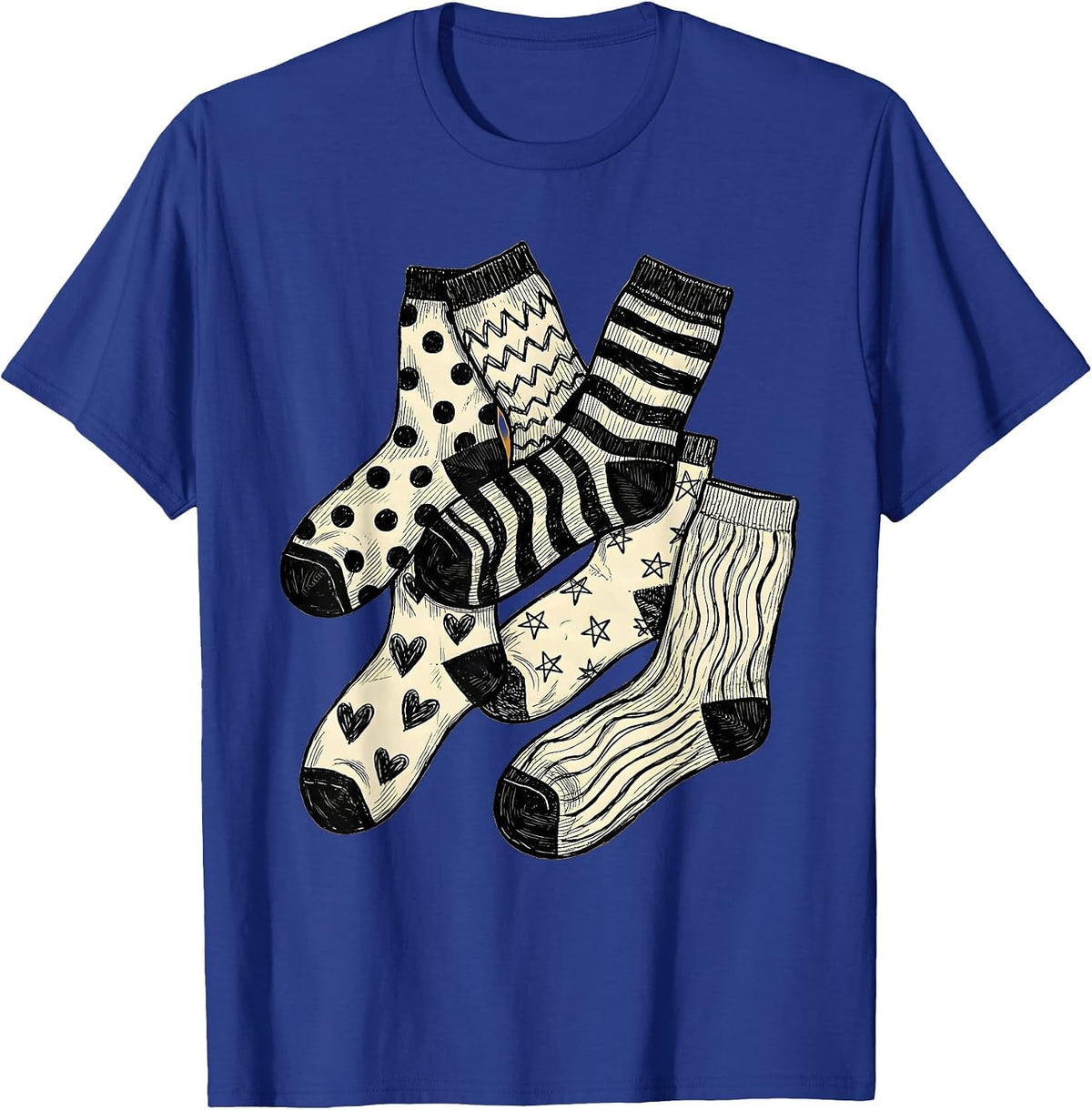 Men's Down Syndrome Awareness Mismatched Socks Design T-Shirt - Royal Blue