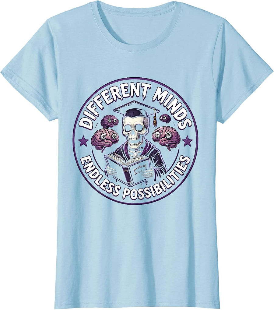 Women's Different Minds Endless Possibilities Sped Teacher T-Shirt - Baby Blue