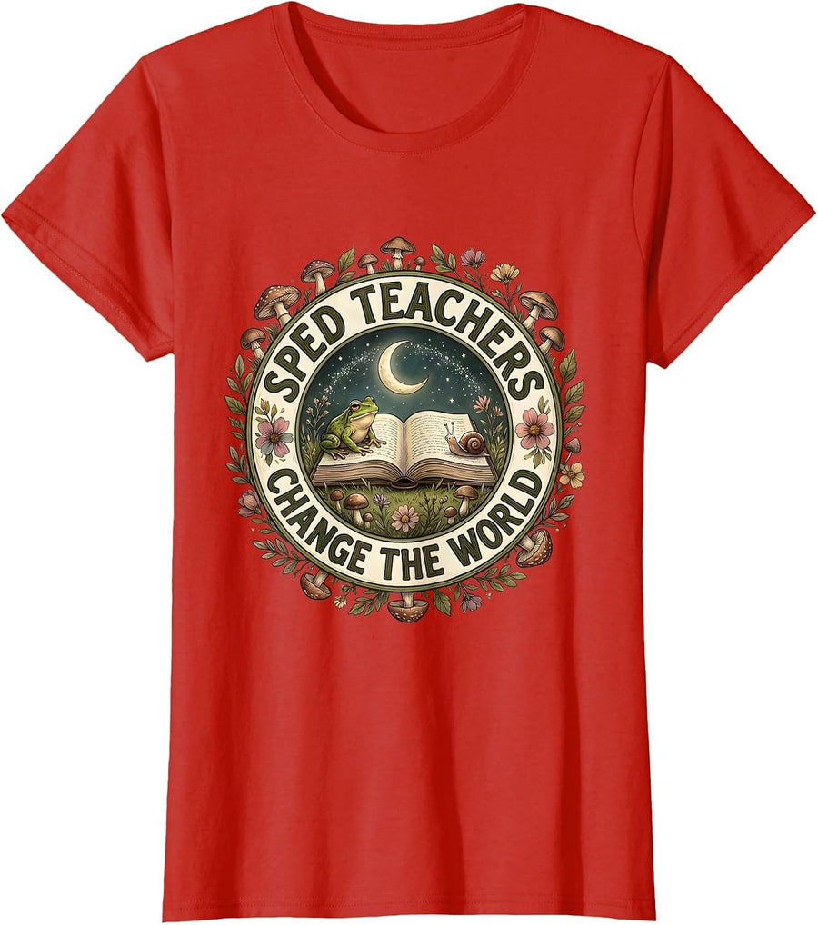 Women's Sped Teachers Change The World Educator Design T-Shirt - Red
