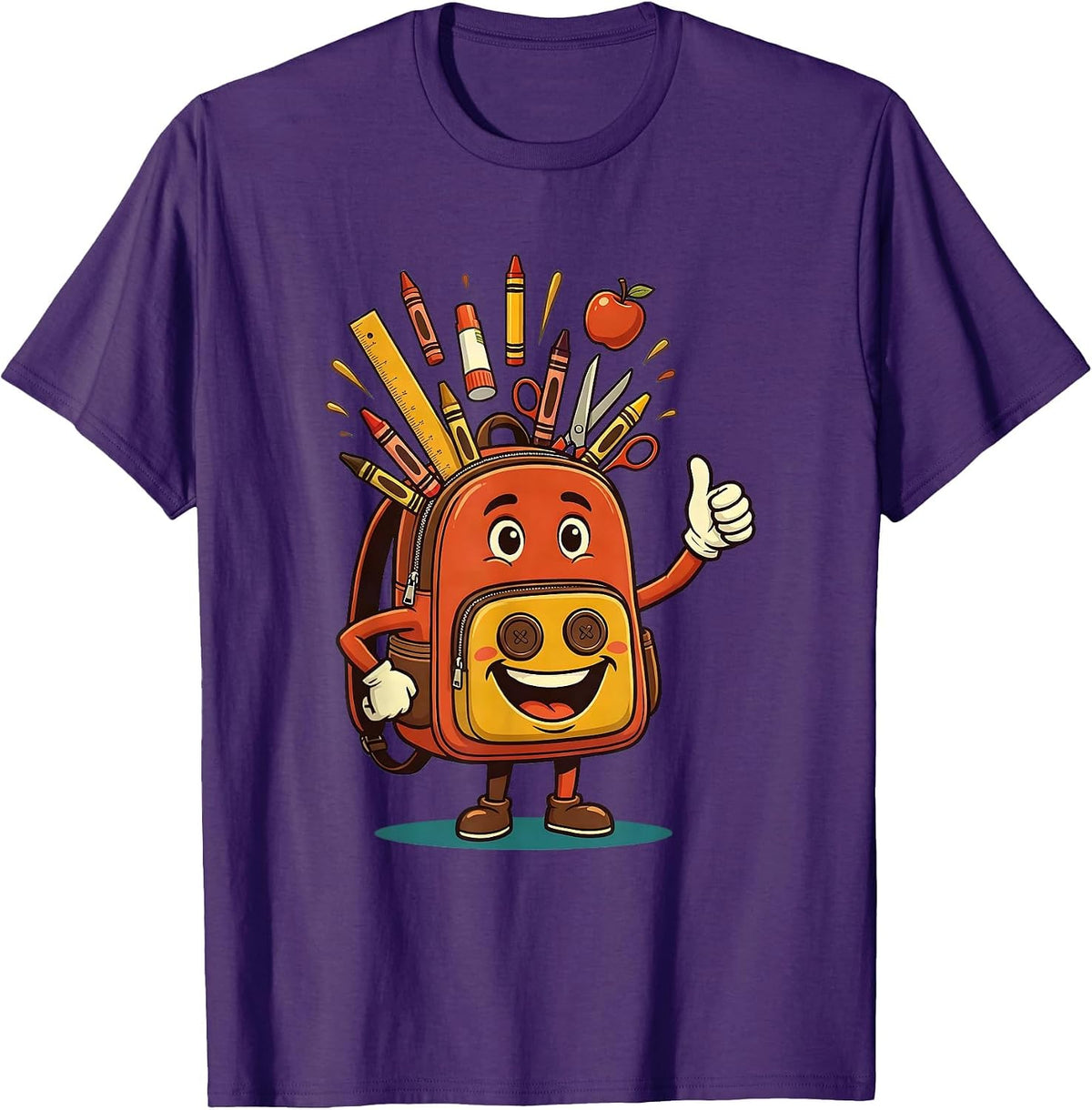 Men's Preschool Teacher Overflowing Backpack Graphic T-Shirt - Purple