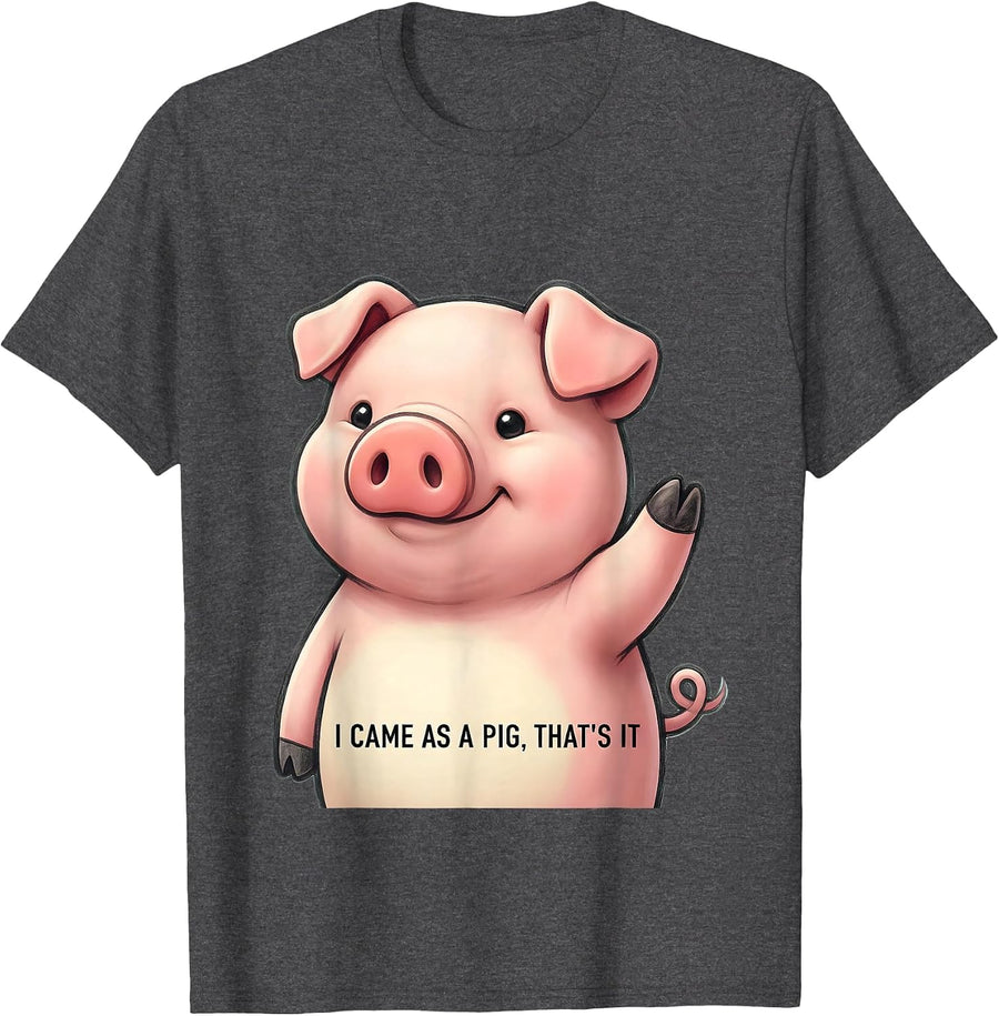 Men's I Came As A Pig, That's It Cute Kawaii Pig Lover Halloween T-Shirt - Dark Heather Grey
