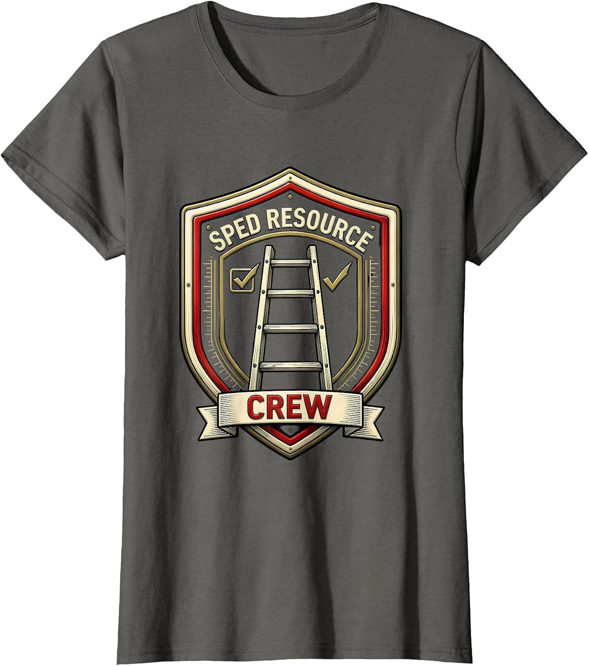 Women's SPED Resource Crew Emblem Special Education Teacher Staff T-Shirt - Asphalt Grey