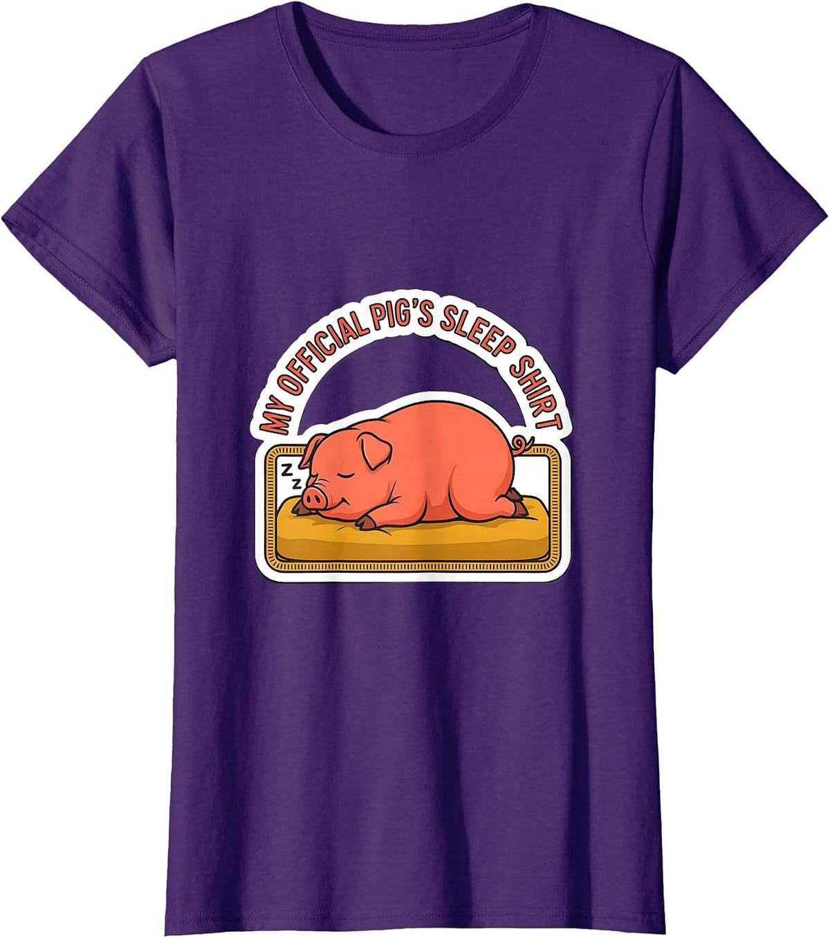Women's My Official Pig's Sleep Shirt Funny Animal Pajama Pig Lover T-Shirt - Purple