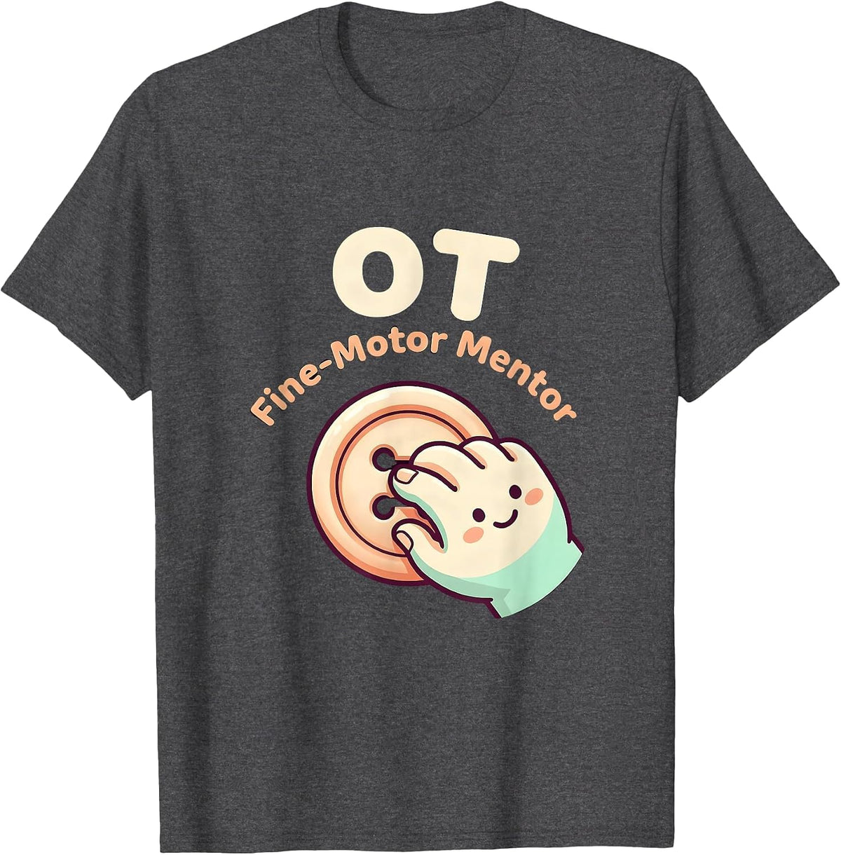 Men's OT Fine-Motor Mentor Cute Kawaii Occupational Therapy Back T-Shirt - Dark Heather Grey