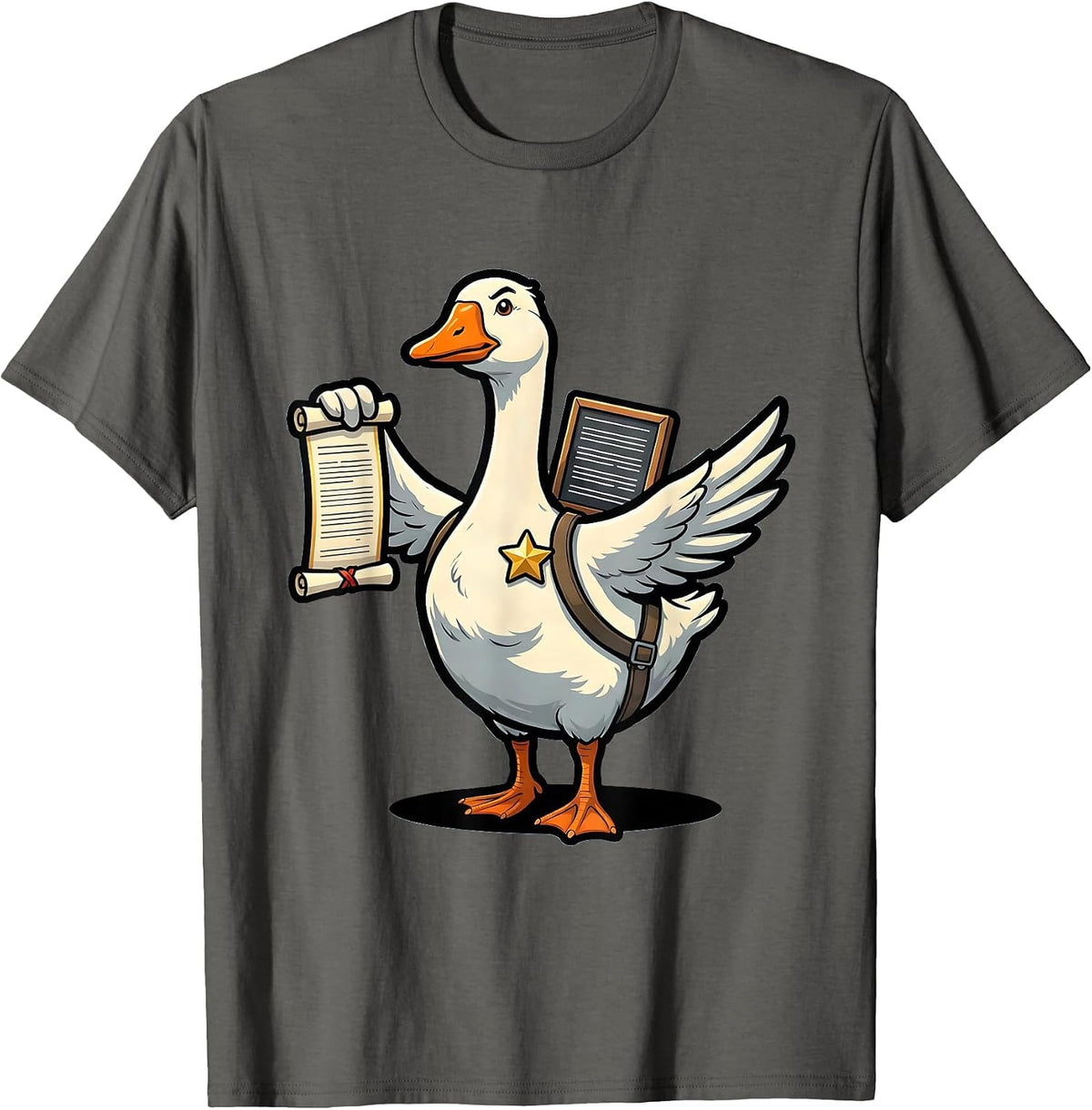 Men's Silly Goose Cartoon SPED Teacher Support Staff Humor T-Shirt - Asphalt Grey