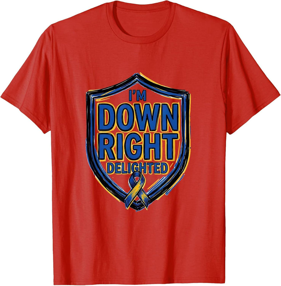 Men's I'm Down Right Delighted Down Syndrome Awareness Family T-Shirt - Red