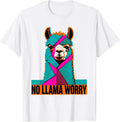 Men's No Llama Worry Funny Llama Alpaca Humor Gift T-Shirt - White