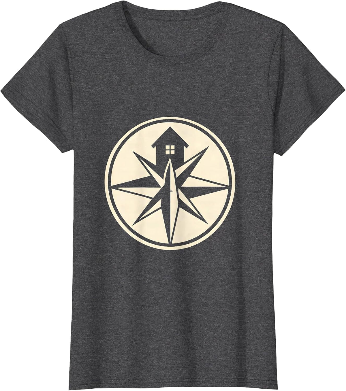 Women's Sped Teacher Compass Schoolhouse Graphic T-Shirt - Dark Heather Grey