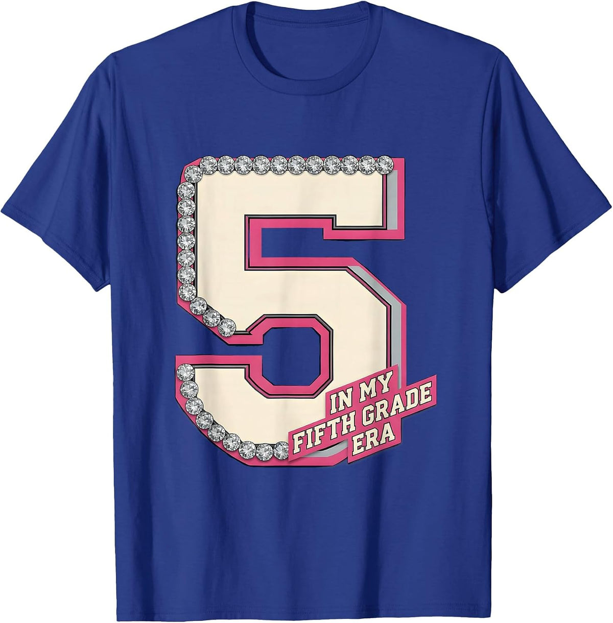 In My Fifth Grade Era Sparkle Varsity Back To School Groovy T-Shirt - Royal Blue