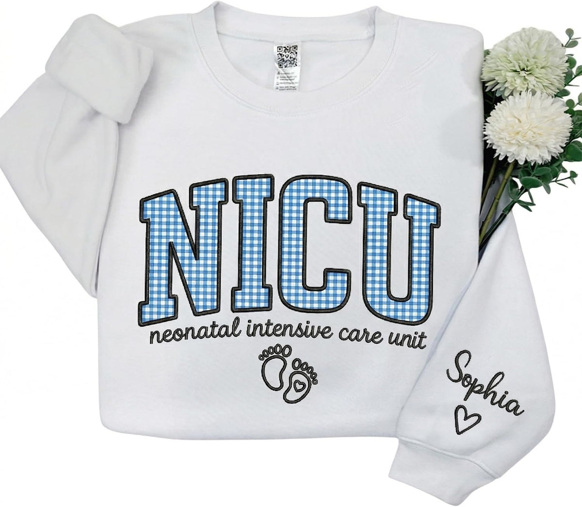 GABITA Personalized Nicu Nurse Shirt, Funny Neonatal Intensive Care Nurse Embroidered Sweatshirt, Gift for Women - S2