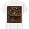 Men's Cowgirl Rodeo Spin Flying Fringe Graphic Tee T-Shirt - White