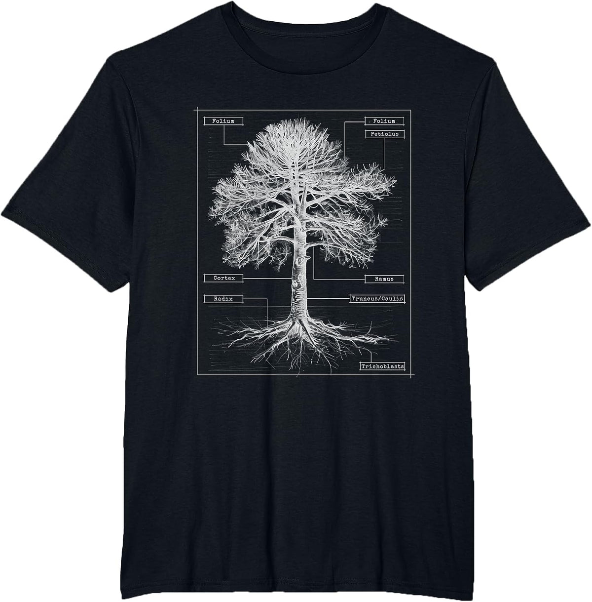 Tree Anatomy Biologist Educational Nature Science Tree Lover T-Shirt - Black