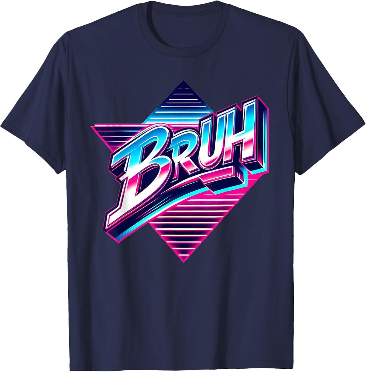 Retro Bruh Meme Synthwave 80s Vintage Boys Mens Funny Saying T-Shirt - Navy Blue