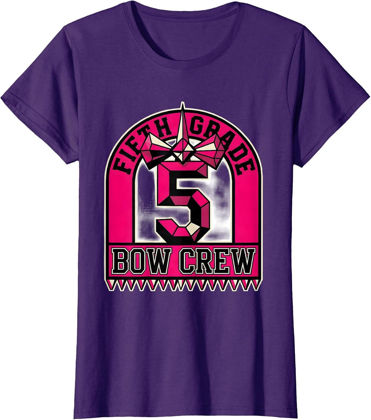 Women's Fifth Grade Bow Crew Coquette Bow Back To School Girly T-Shirt - Purple