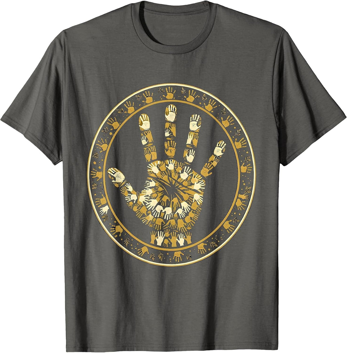 Men's Preschool Teacher Handprint Art Illustration T-Shirt - Asphalt Grey