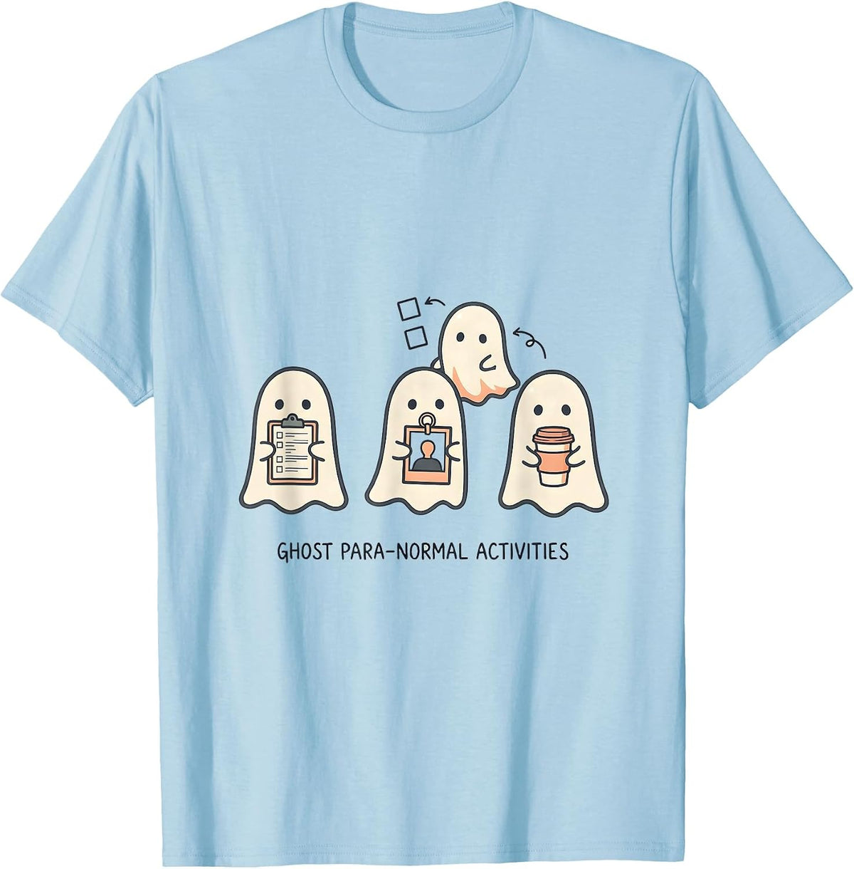Men's Ghost Para-Normal Activities Kawaii SPED Teacher Halloween T-Shirt - Baby Blue
