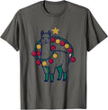 Alpaca Garland Star Funny Christmas Llama Lover T-Shirt - Asphalt Grey