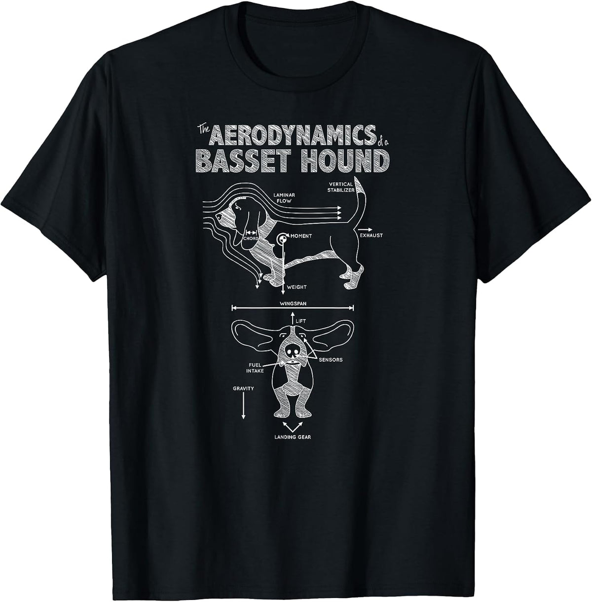 Threadless Robyriker Aerodynamics of Basset Hound Graphic T-Shirt, Men, Black, Small - As Pictured
