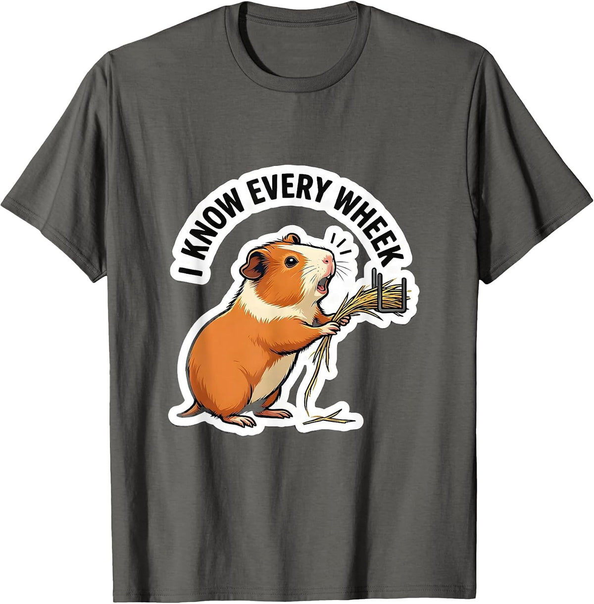 I Know Every Wheek Cute Guinea Pig Pet Lover Humor T-Shirt - Asphalt Grey