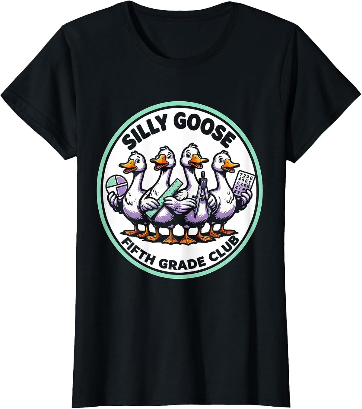 Silly Goose Fifth Grade Club Funny Teacher Back To School T-Shirt - Black