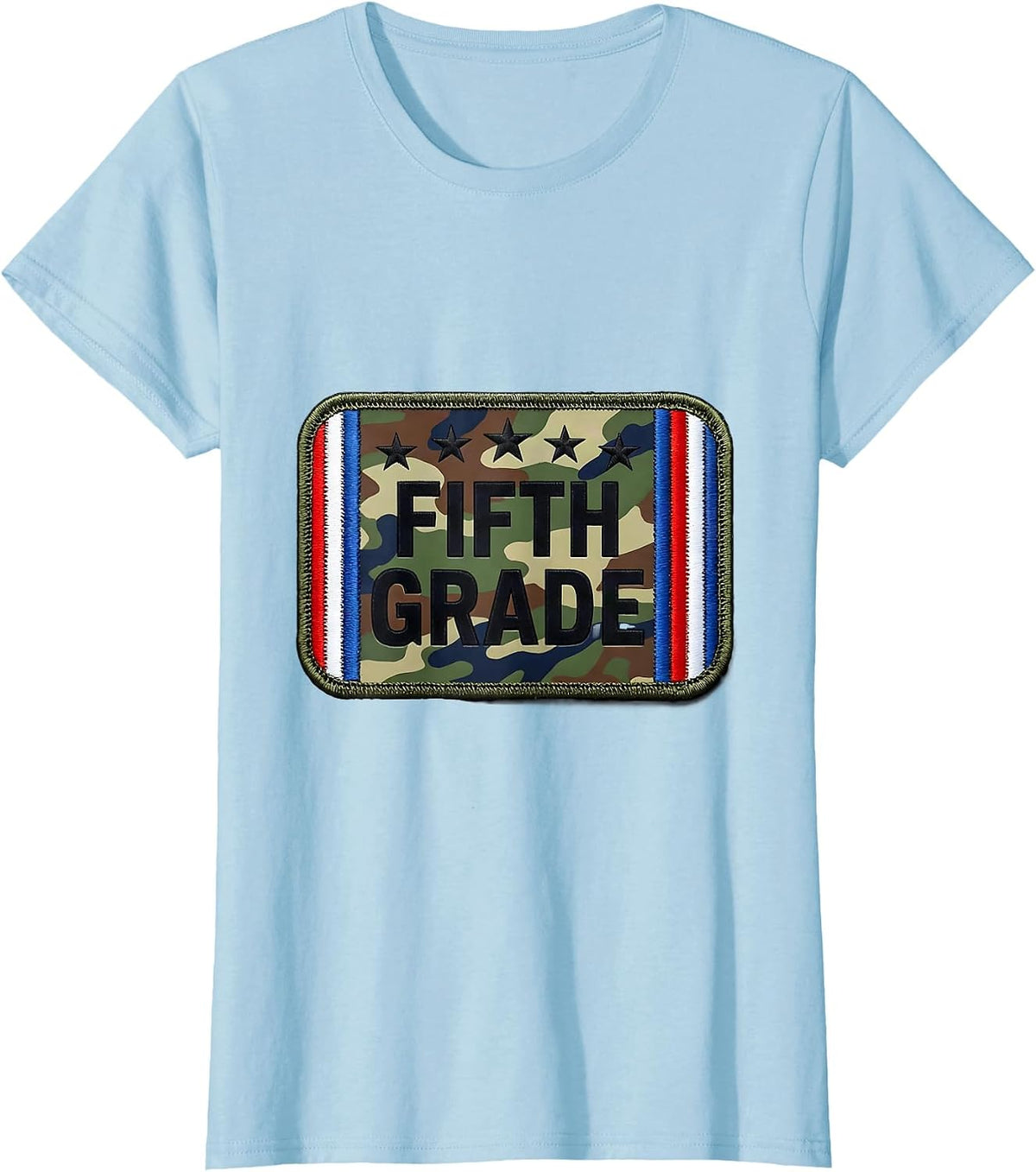 Women's Fifth Grade Camo Back To School Boy Teacher Matching T-Shirt - Baby Blue