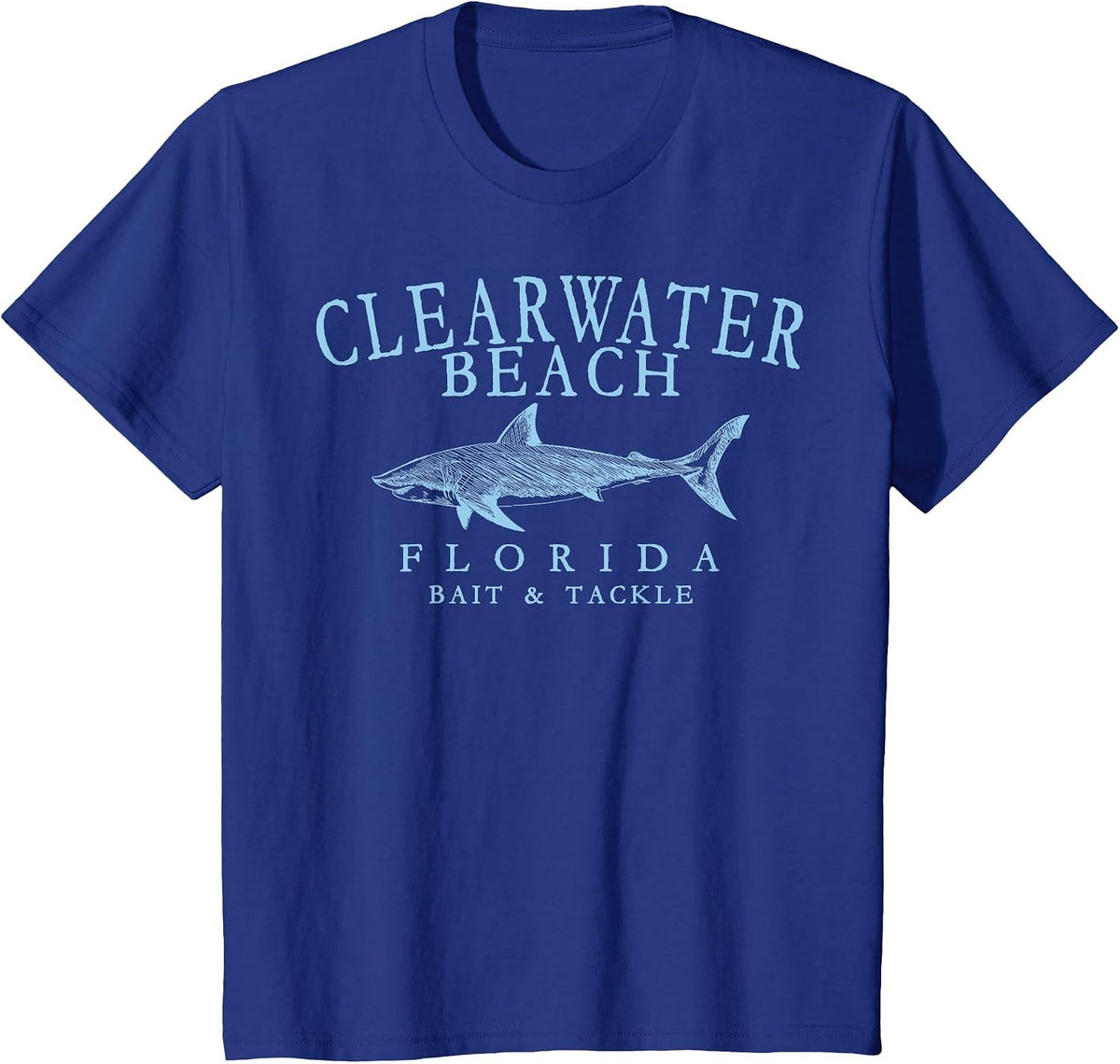 Clearwater Beach Florida Shark Pale Blue Art Fishing T-Shirt - Royal Blue