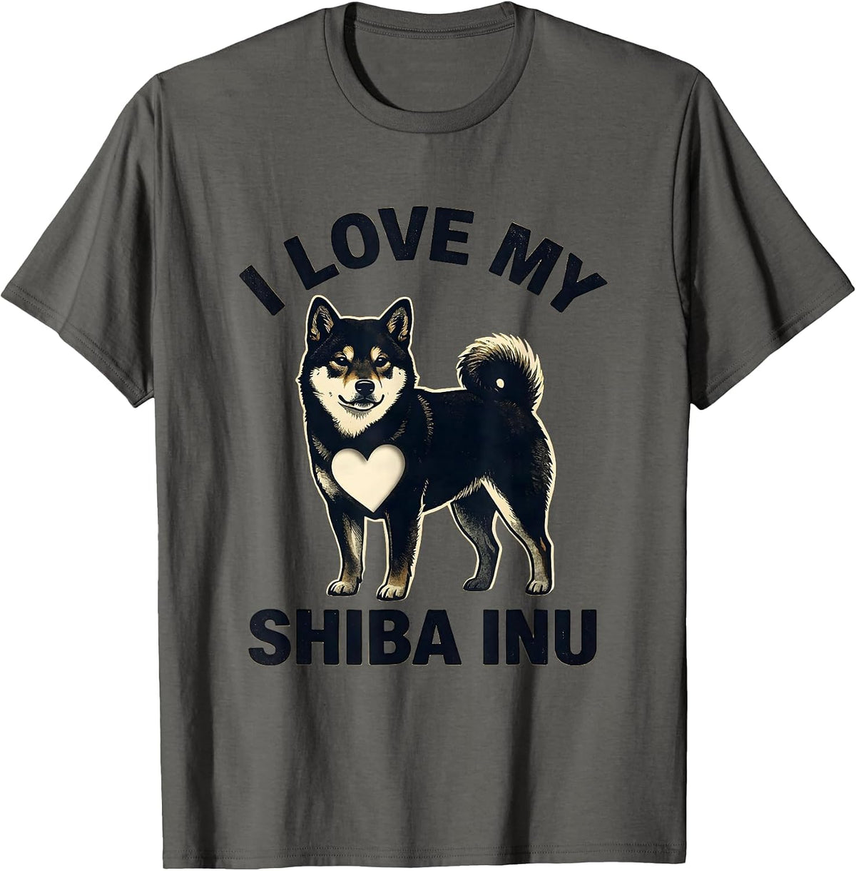 I Love My Shiba Inu Funny Kawaii Dog Lover Gift T-Shirt - Asphalt Grey
