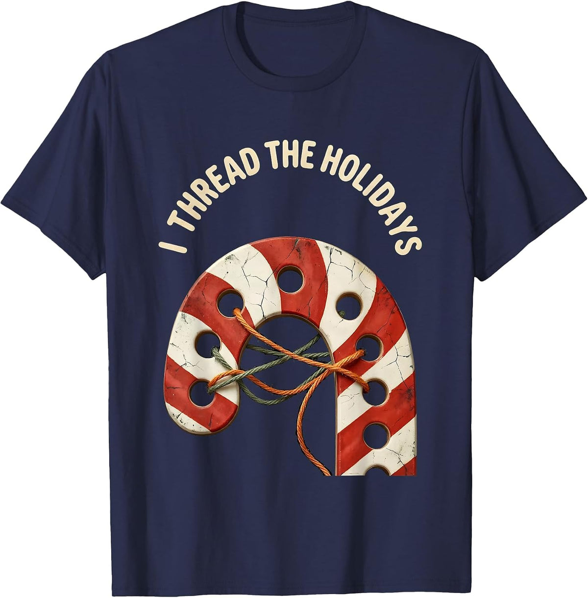 I Thread The Holidays Boho Occupational Therapist Christmas T-Shirt - Navy Blue