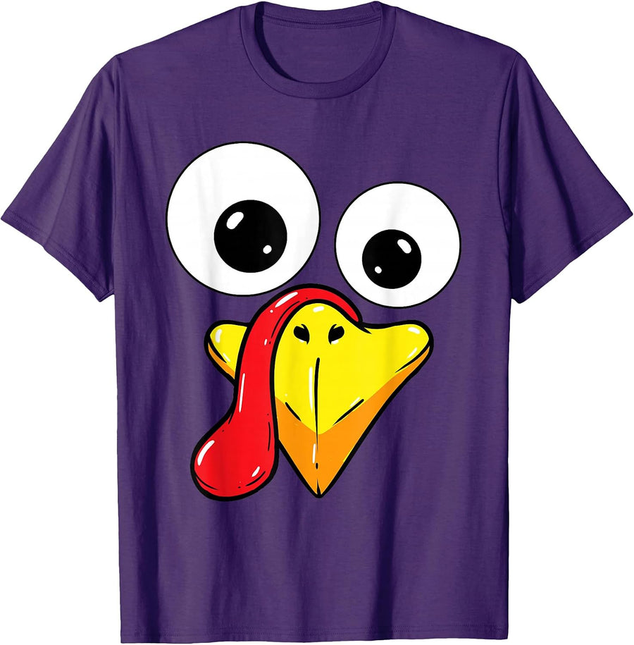 Thanksgiving Turkey Face Matching Family Costume Kids T-Shirt, Men, Black, Small - As Pictured