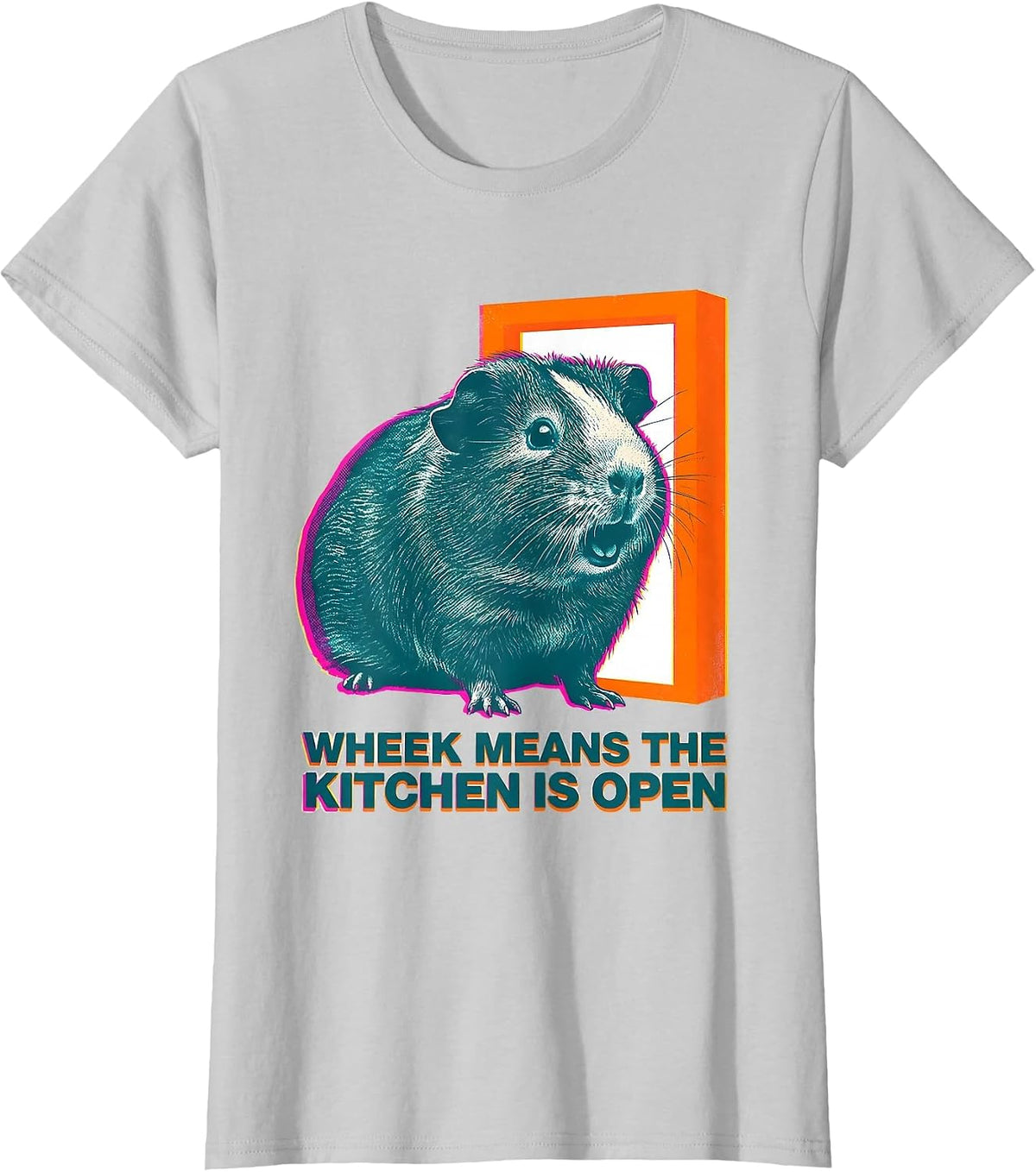 Women's Wheek Means The Kitchen Is Open Funny Guinea Pig Pet Lover T-Shirt - Silver Grey