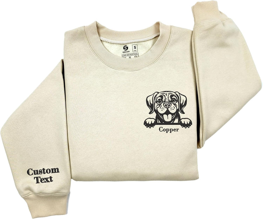 Custom Embroidered Labrador Retriever Dog With Name Sweatshirt, Dog Lover Gifts for men women - Puggle Style 1