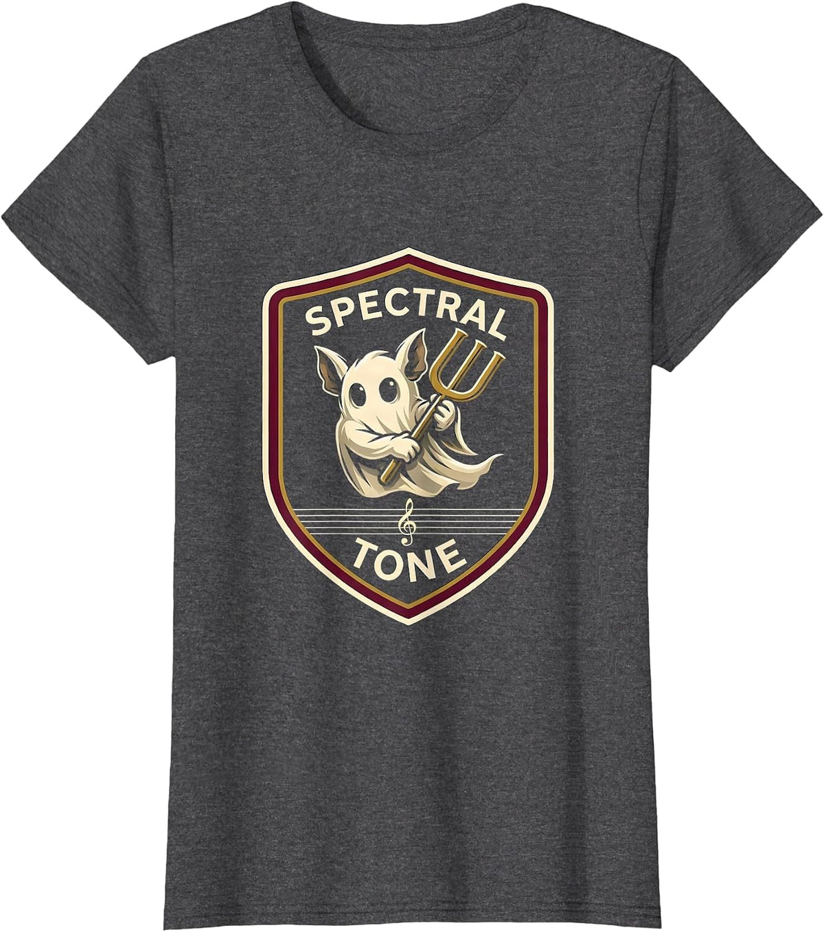 Women's Spectral Tone Whimsical Ghost Musician Music Teacher T-Shirt - Dark Heather Grey