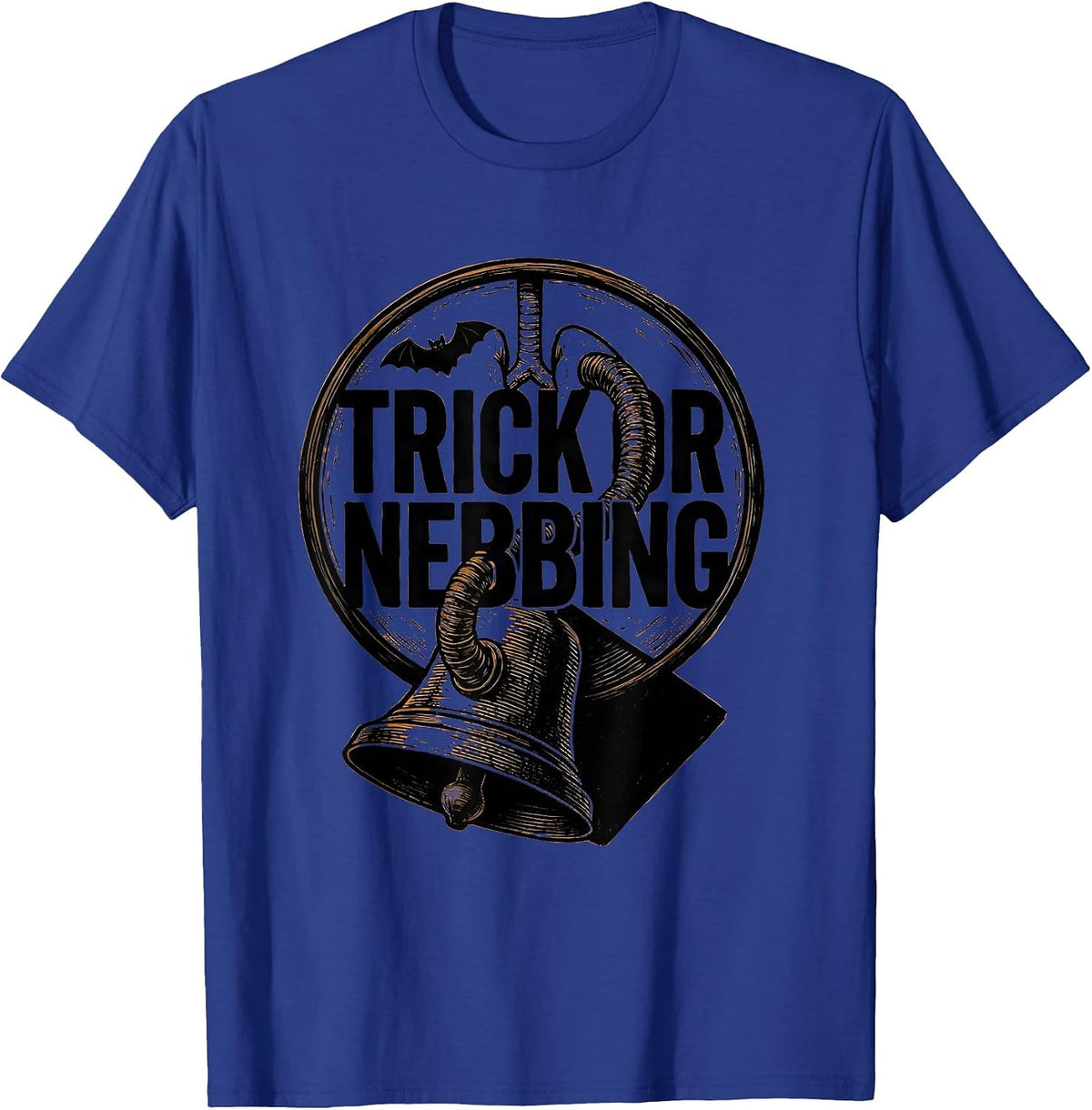 Trick Or Nebbing Linocut Respiratory Therapist Halloween T-Shirt - Royal Blue