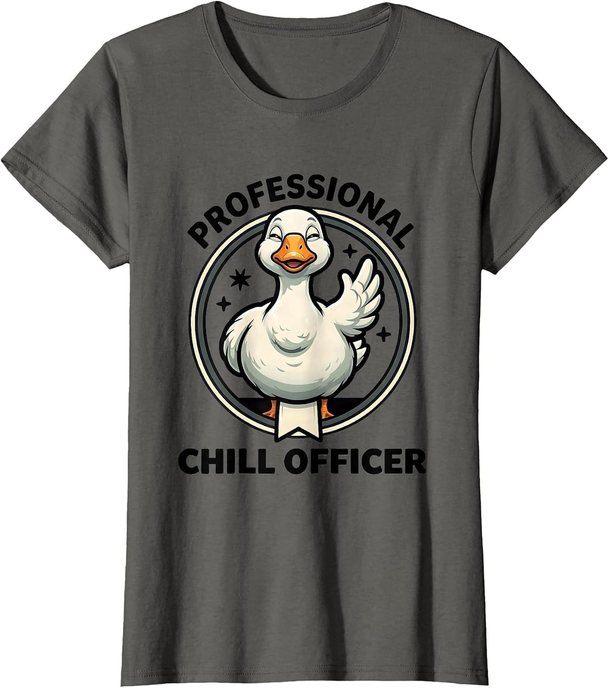 Women's Professional Chill Officer Funny Mental Health Counselor T-Shirt - Asphalt Grey