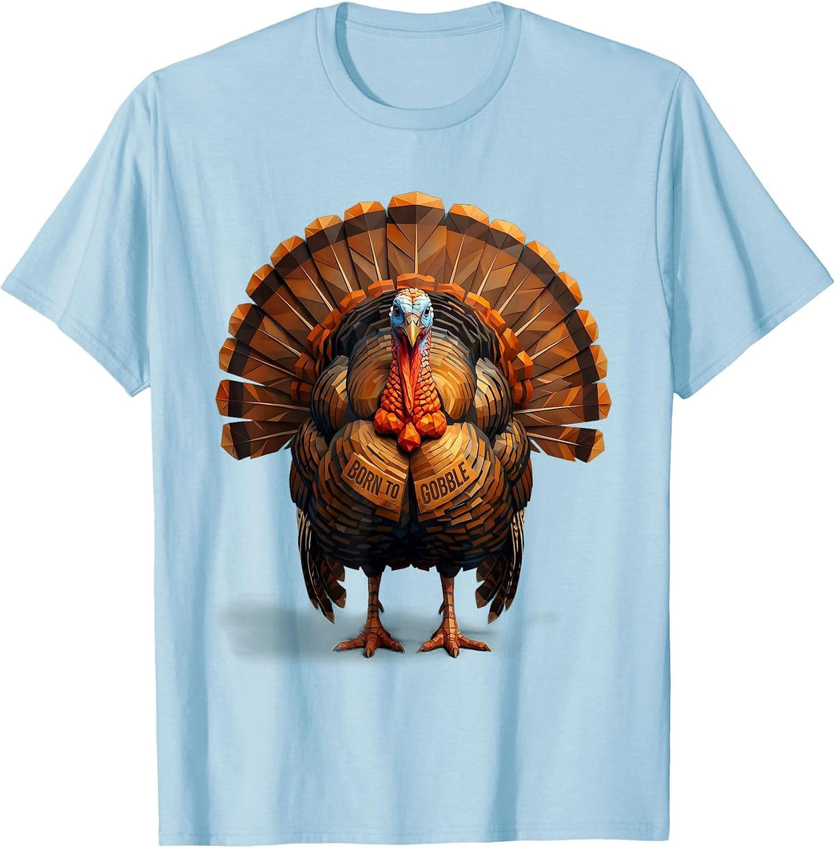 Men's Born to Gobble Funny Turkey Design T-Shirt - Baby Blue