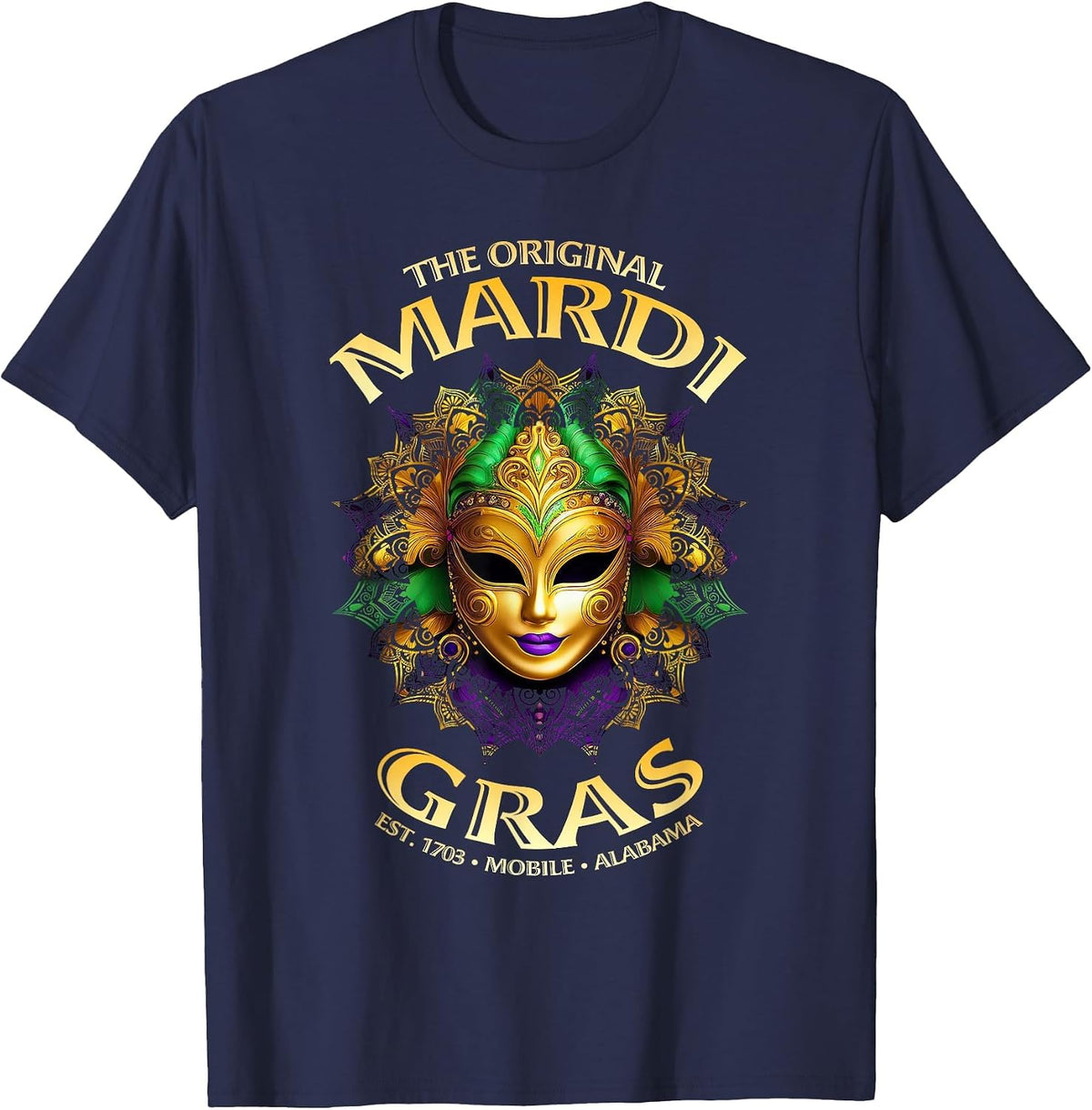 The Original Mobile Alabama Mardi Gras T-Shirt - Navy Blue