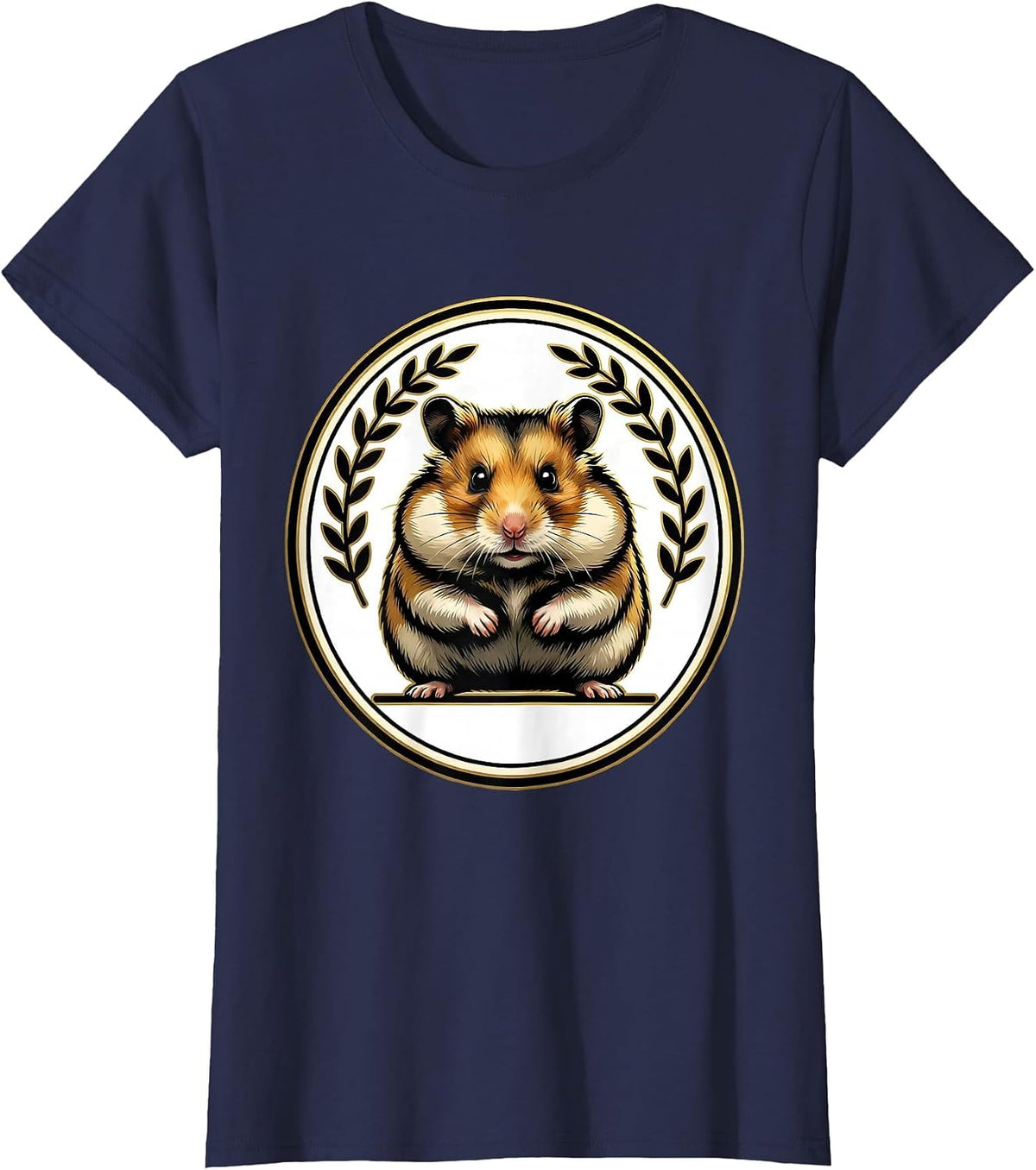 Women's Hamster Cheeks Sign Painter Showcard Funny Small Animal T-Shirt - Navy Blue