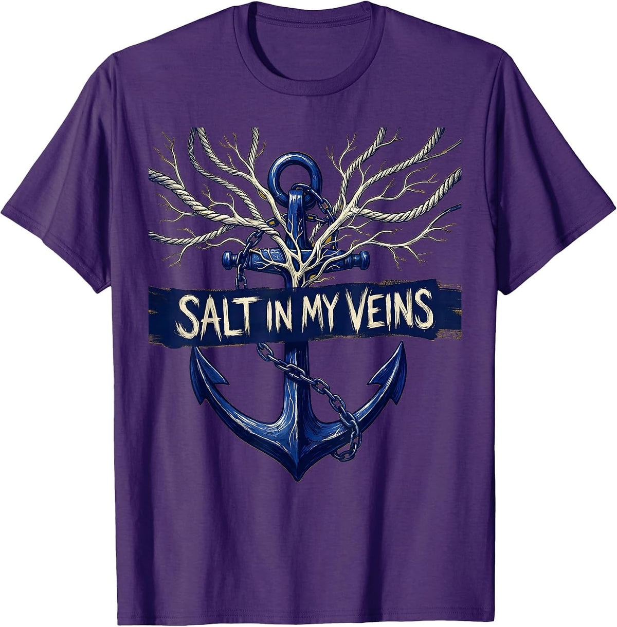 Men's Salt In My Veins Sailor Nautical Design T-Shirt - Purple