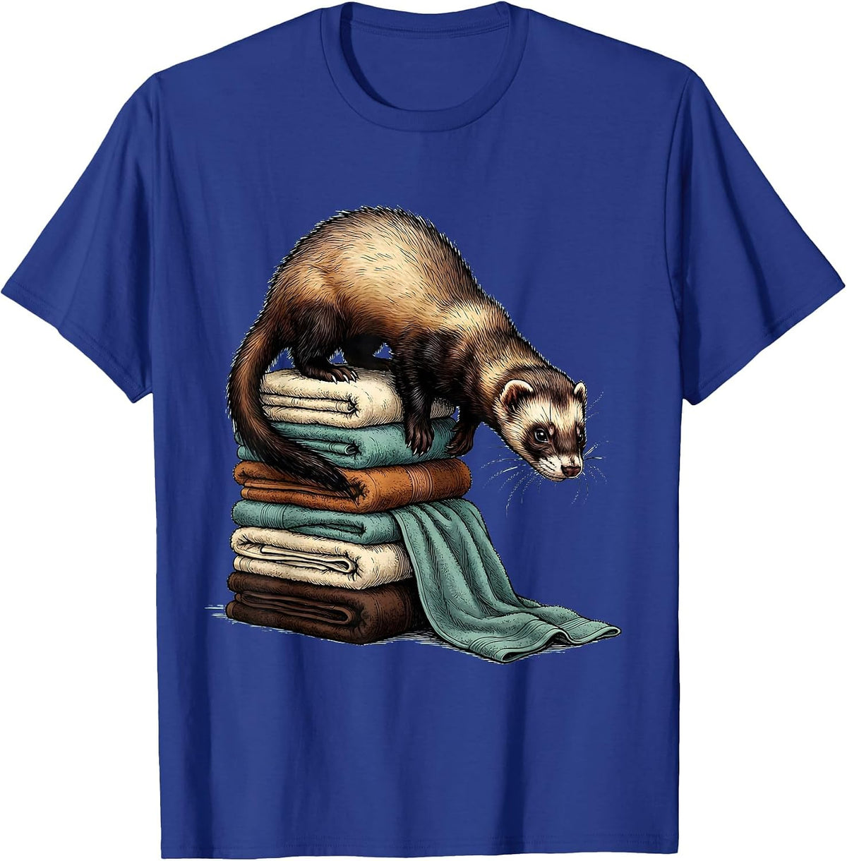 Men's Masked Ferret Breaking Towels Funny Ferret Lover Humor T-Shirt - Royal Blue