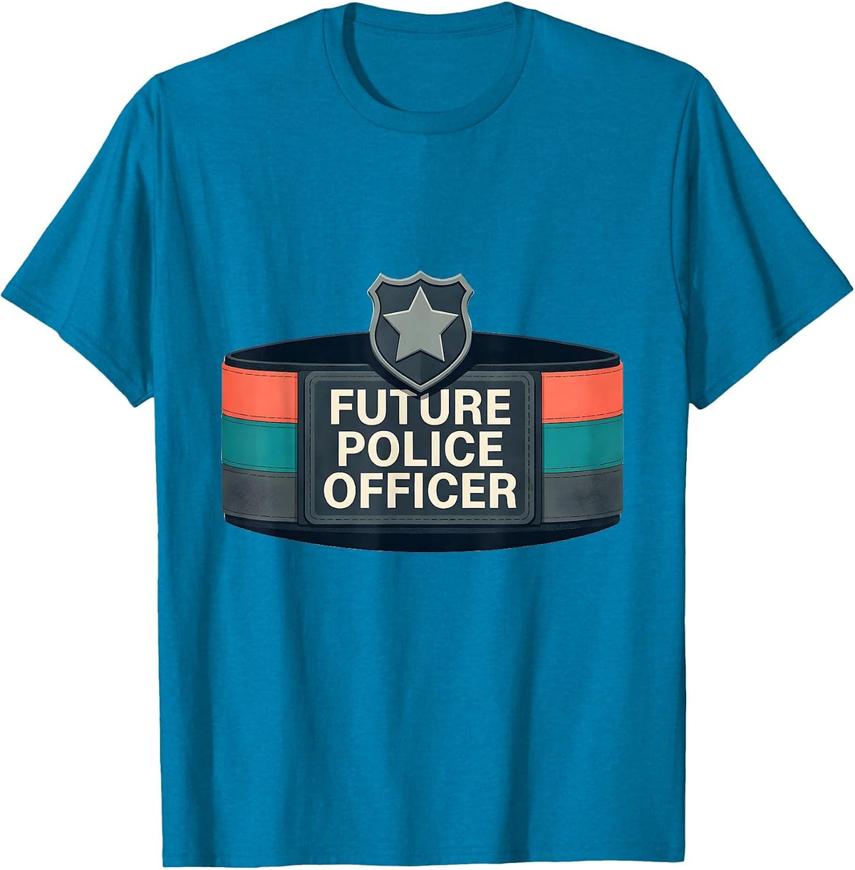 Future Police Officer Midcentury Modern Kids Costume Play T-Shirt - Sapphire Blue