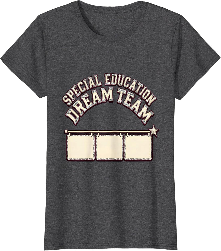 Women's Special Education Dream Team Retro SPED Teacher Squad Pride T-Shirt - Dark Heather Grey