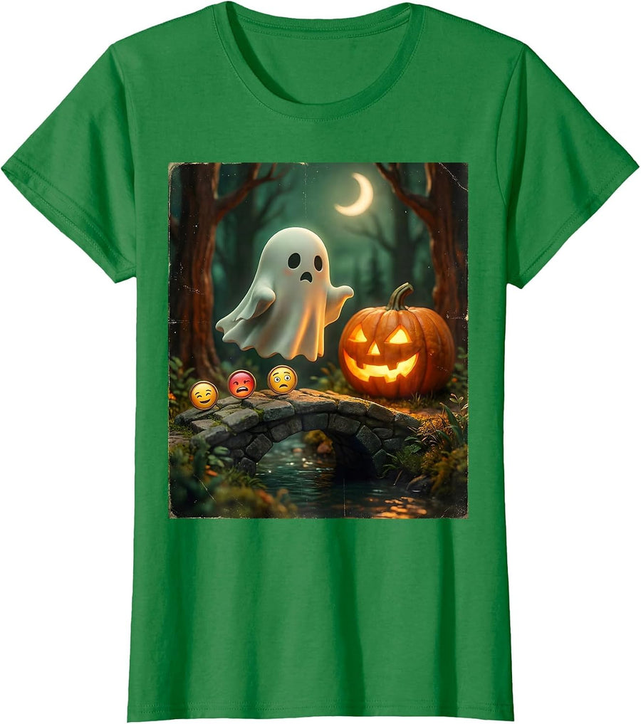 Women's Vintage Ghost Mental Health Awareness Halloween Counselor T-Shirt - Kelly Green