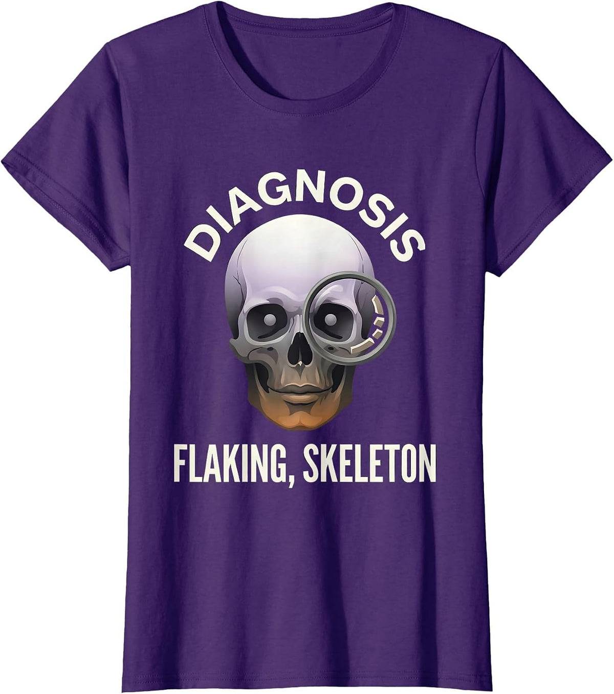 Women's Diagnosis: Flaking Skeleton Halloween Dermatology T-Shirt - Purple